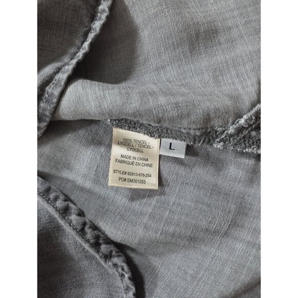 Bella Dahl Top Womens L Gray Chambray LS High Low Hem Grunge Boho Hippie Western - Picture 10 of 15